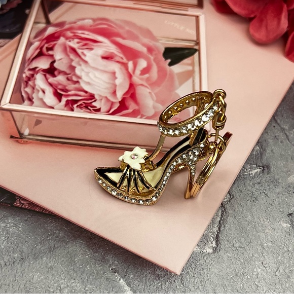 Stunning Gold & Silver Crystal High Heel Shoe Keychain Charm - Picture 8 of 16